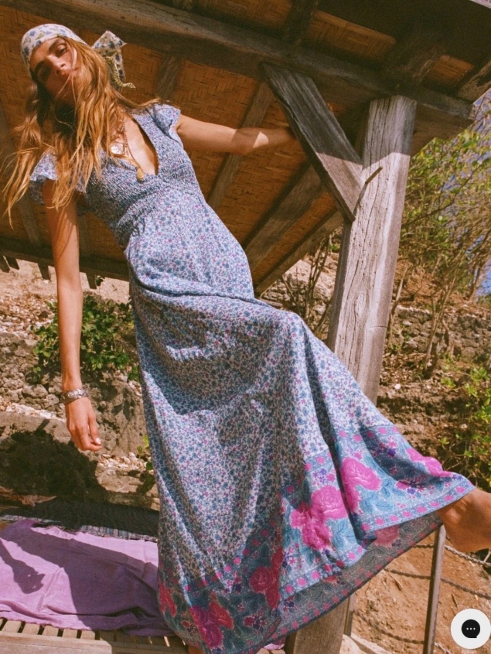SPELL Love Jetty Shirred Jumpsuit Blue Nirvana SZ XXL - Picture 3 of 16